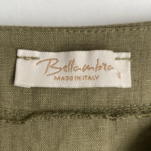 Bellambra Olive Green V-Neck 100% Linen Dress Made‎ in Italy - Size Medium - Picture 6 of 12